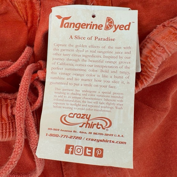 Crazy Shirts Pants Mens Medium‎ Baggy Twill Surf Hawaiian Dyed Orange NEW - Picture 3 of 9